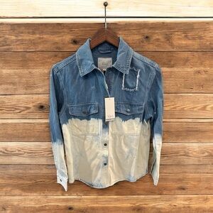 NWT Rails Turner Y2K Bleached Denim Jacket Women's Size XS Distressed 90's Faded